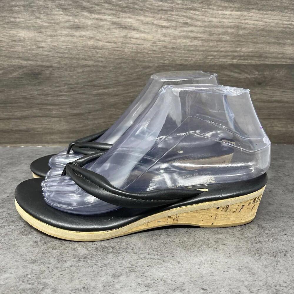 Island Slipper Sandals Womens Size 6 Flip Flops Black Brown Slip On